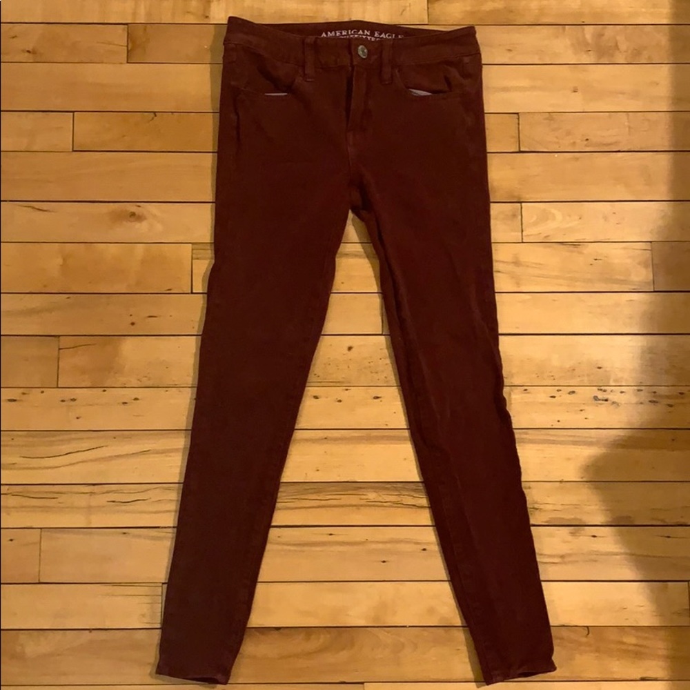 Dark red American eagle jeggings